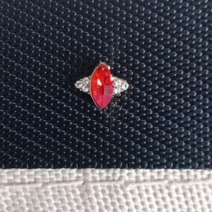 NEW CLEAR AND RED COLORED RHINESTONES ON GOLD BACK NAIL JEWEL CHARM